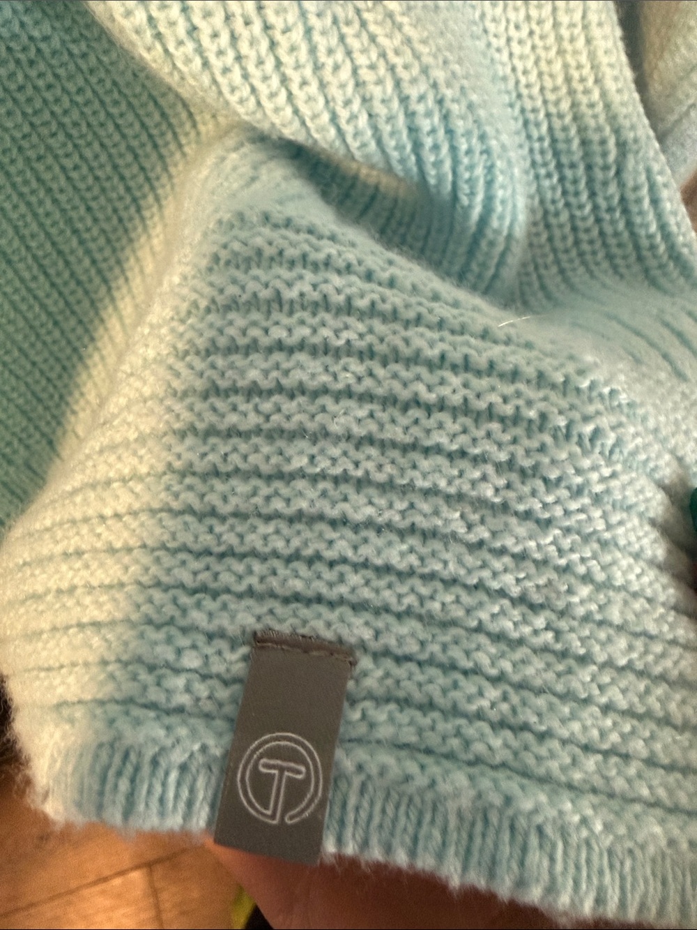 Talbots Light Aqua Ribbed Crewneck Sweater - Picture 3 of 5